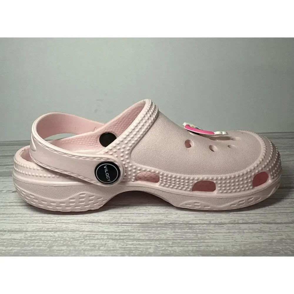 Vilocy Girls Charms Detailed Clogs in pink Size 26 (9-9.5c)